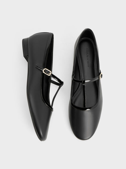 T-Bar Mary Jane Flats, Black, hi-res