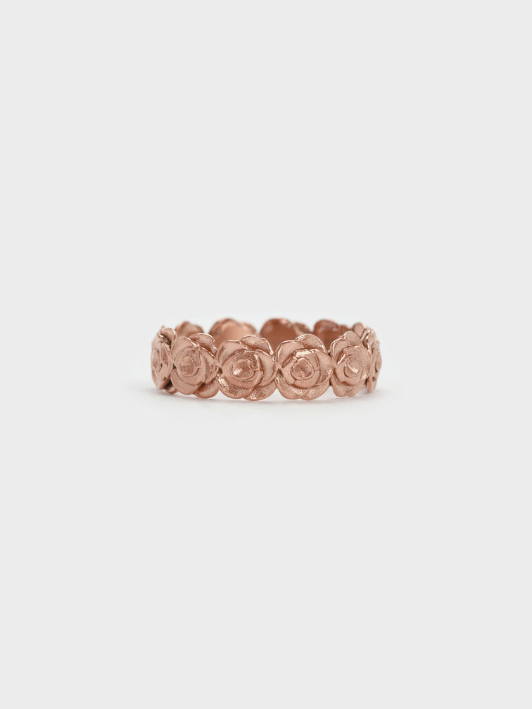 Rosalind Flower-Motif Ring, Brushed Rose Gold, hi-res