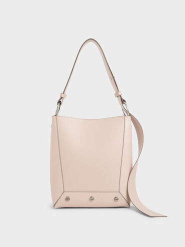 Studded Tote Bag, Light Pink, hi-res