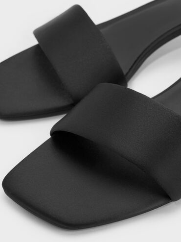 Susie Recycled Polyester Kitten-Heel Mules, Black Textured, hi-res