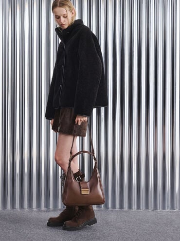 Sac hobo Charlot, Marron Foncé, hi-res