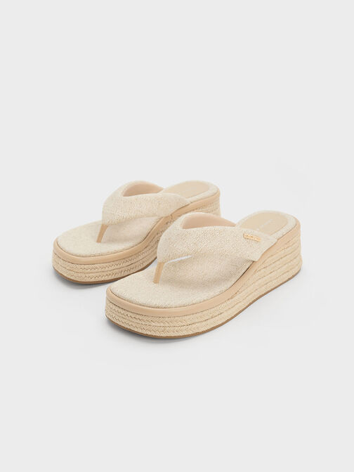 Sandalias alpargatas de lino, Beige, hi-res