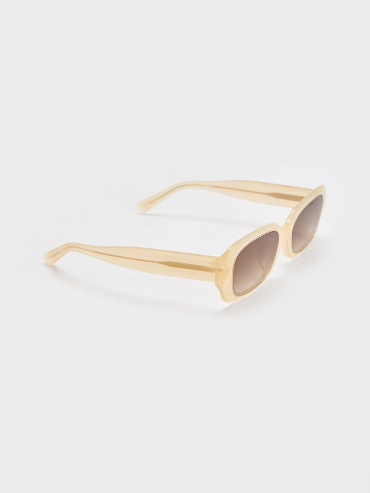 Recycled Acetate Angular Sunglasses, Butter, hi-res