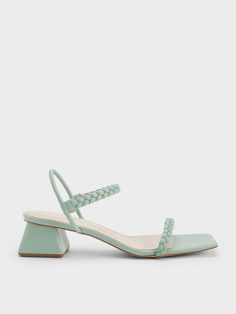 Mint Green Braided Back Strap Sandals - CHARLES & KEITH US