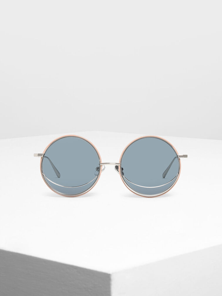 Circle Frame Sunglasses, Blue, hi-res