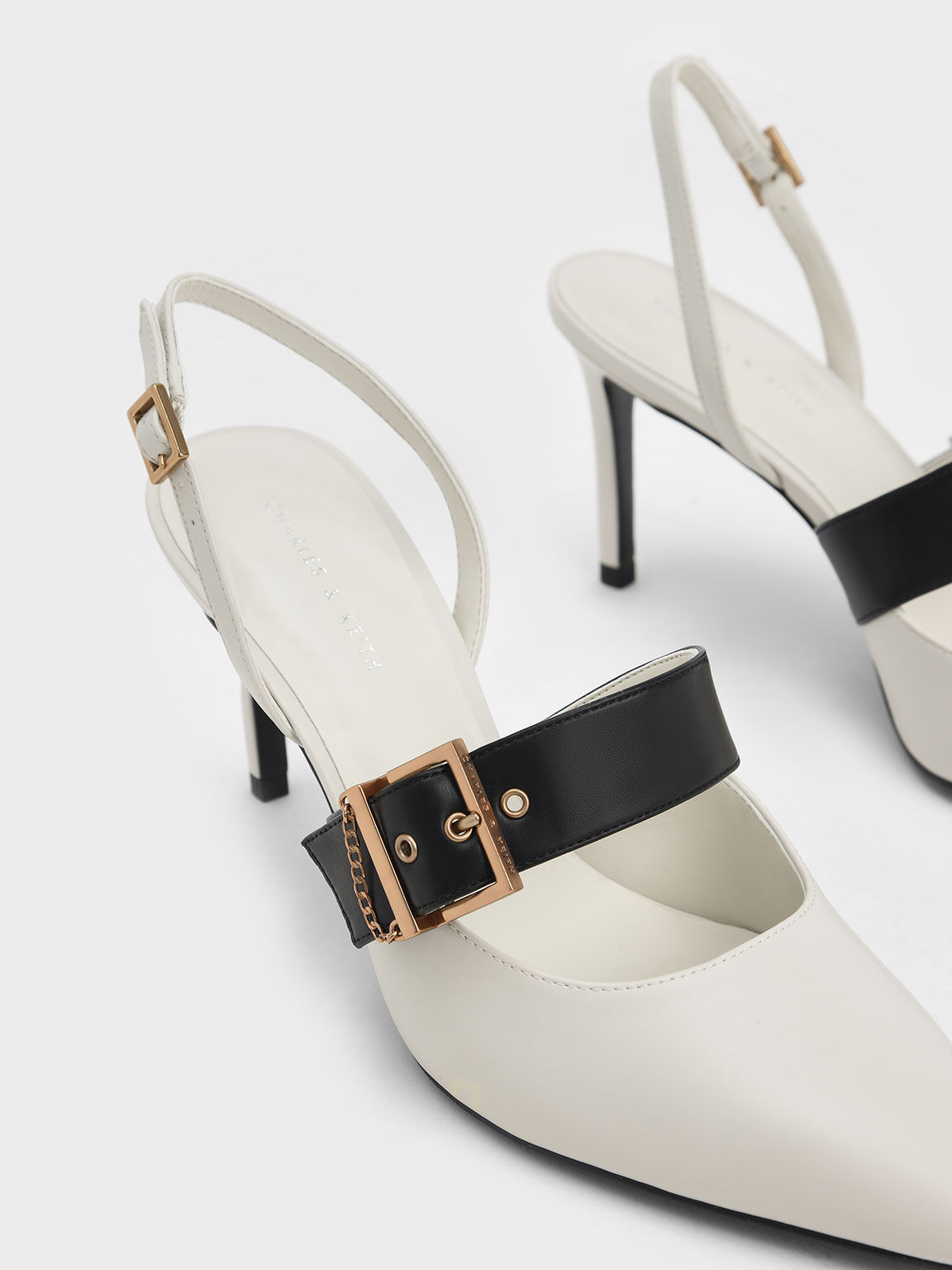 Hailey Buckled Slingback Pumps, Chalk, hi-res