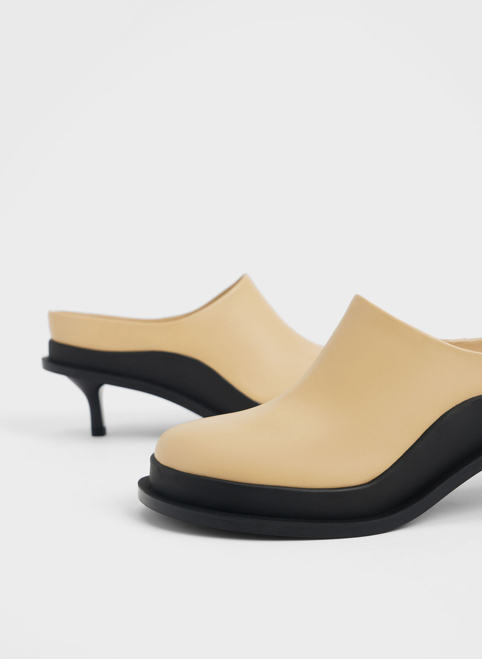 Frida Leather Kitten Heel Mules, Sand, hi-res