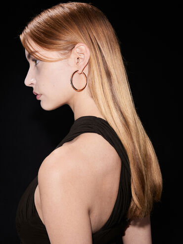 Reverie Crystal Large Hoop Earrings, Rose Gold, hi-res