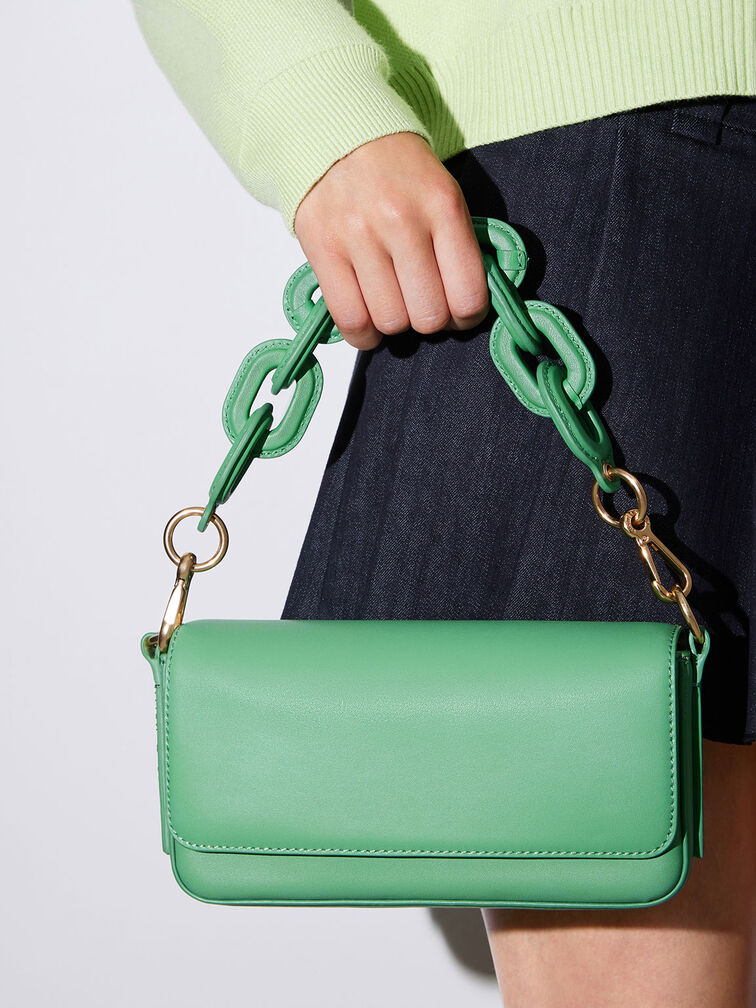 Green Catena Front Flap Bag - CHARLES & KEITH International
