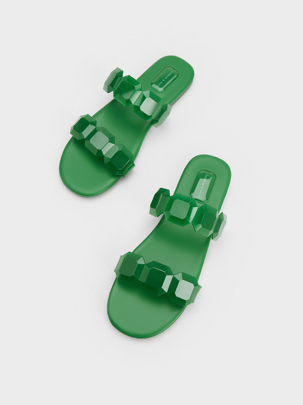 Fia 果凍方塊平底拖鞋, 綠色, hi-res