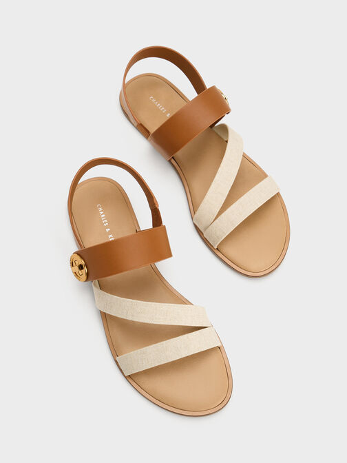 Yara Turn Lock Strappy Sandals, Caramel, hi-res