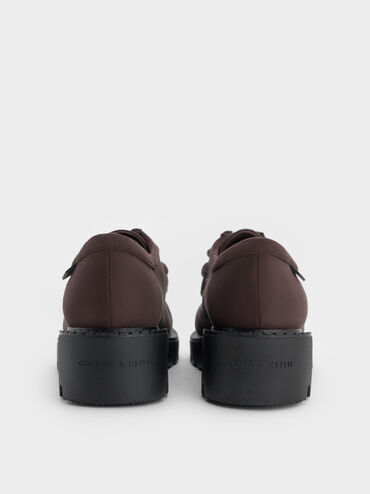 스웨이드 패턴 레이스 리지드 솔 더비 슈즈, 다크 브라운 텍스처드, hi-res