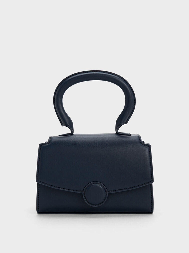 Navy Clover Curved Handle Bag - CHARLES & KEITH US