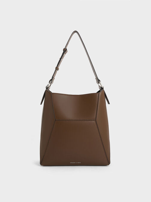 Nasrin Geometric Tote Bag, Dark Brown, hi-res