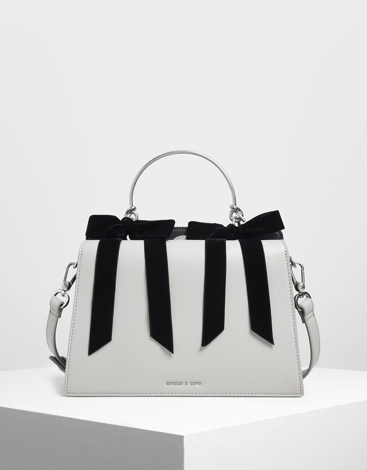 velvet bow detail handbag