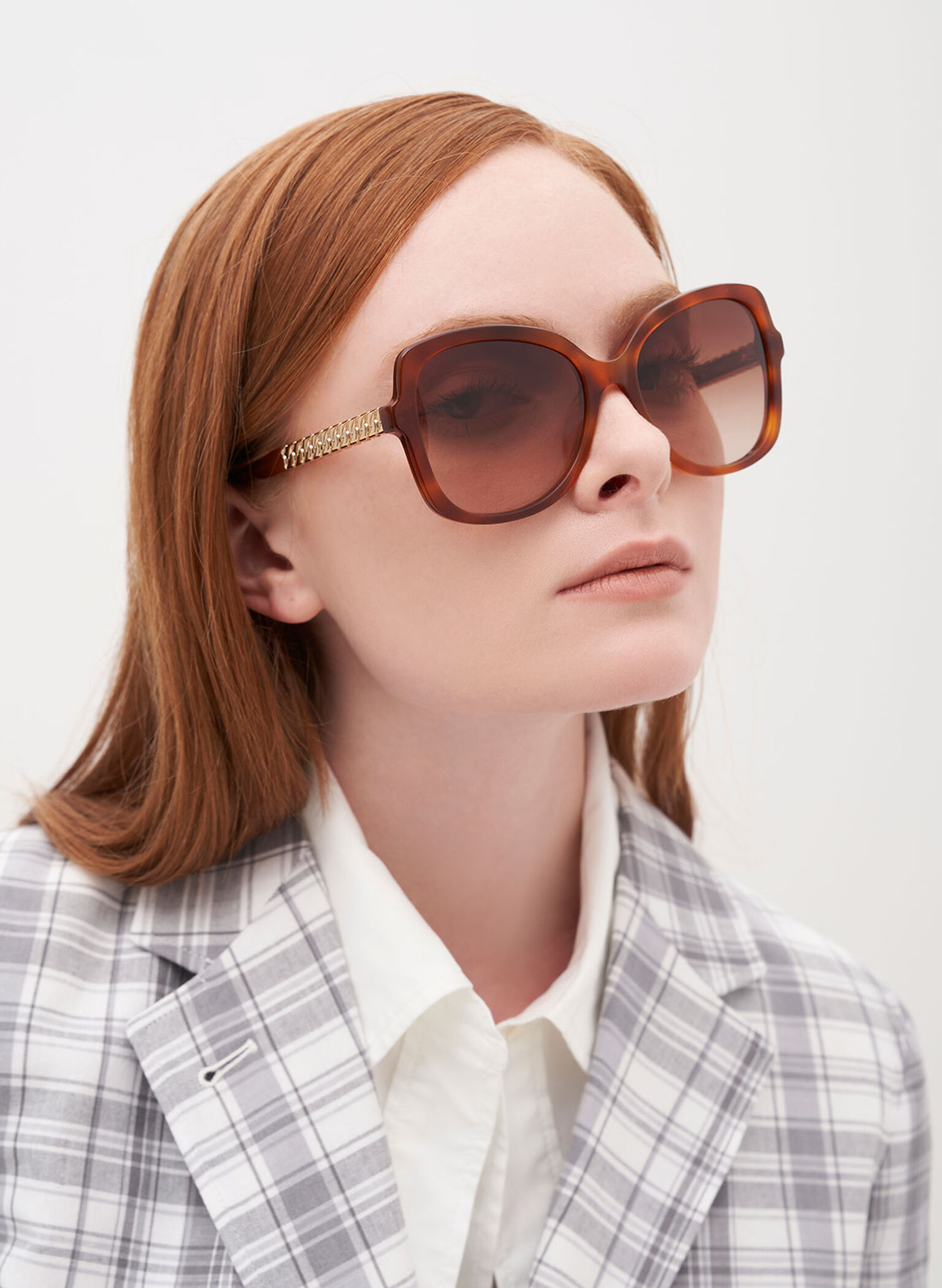 Recycled Acetate Braided Temple Butterfly Sunglasses, Nacar, hi-res
