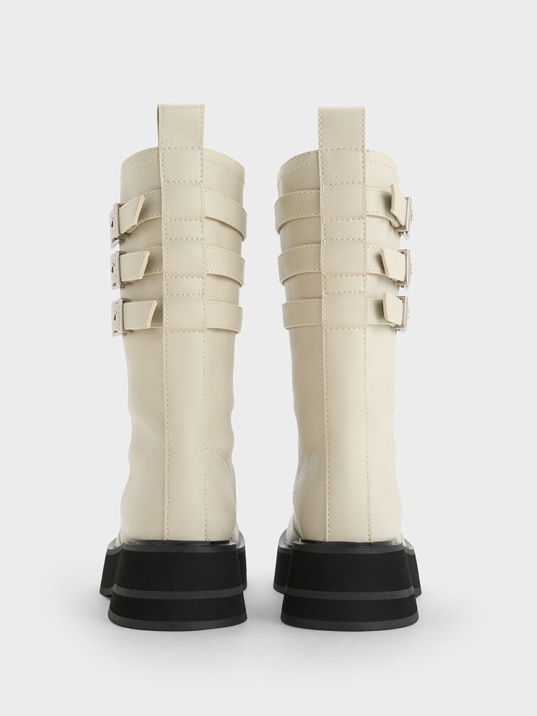 Nikki Triple-Buckle Calf Boots, Chalk, hi-res