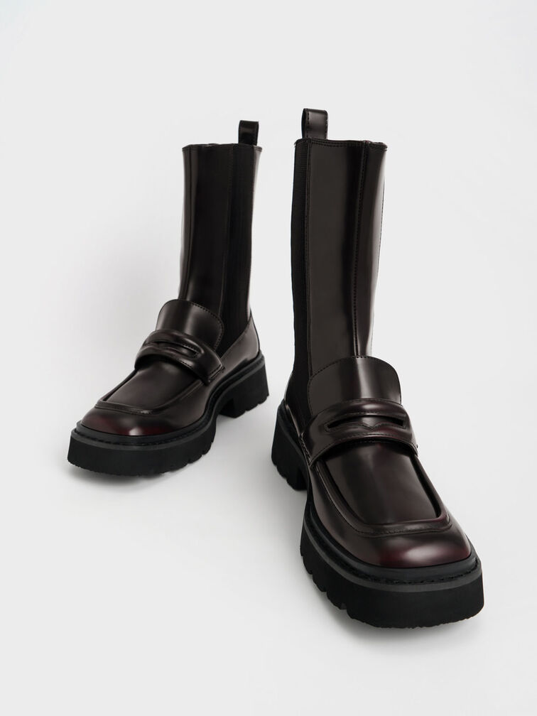 Penny Loafer Chelsea Boots, Burgundy, hi-res