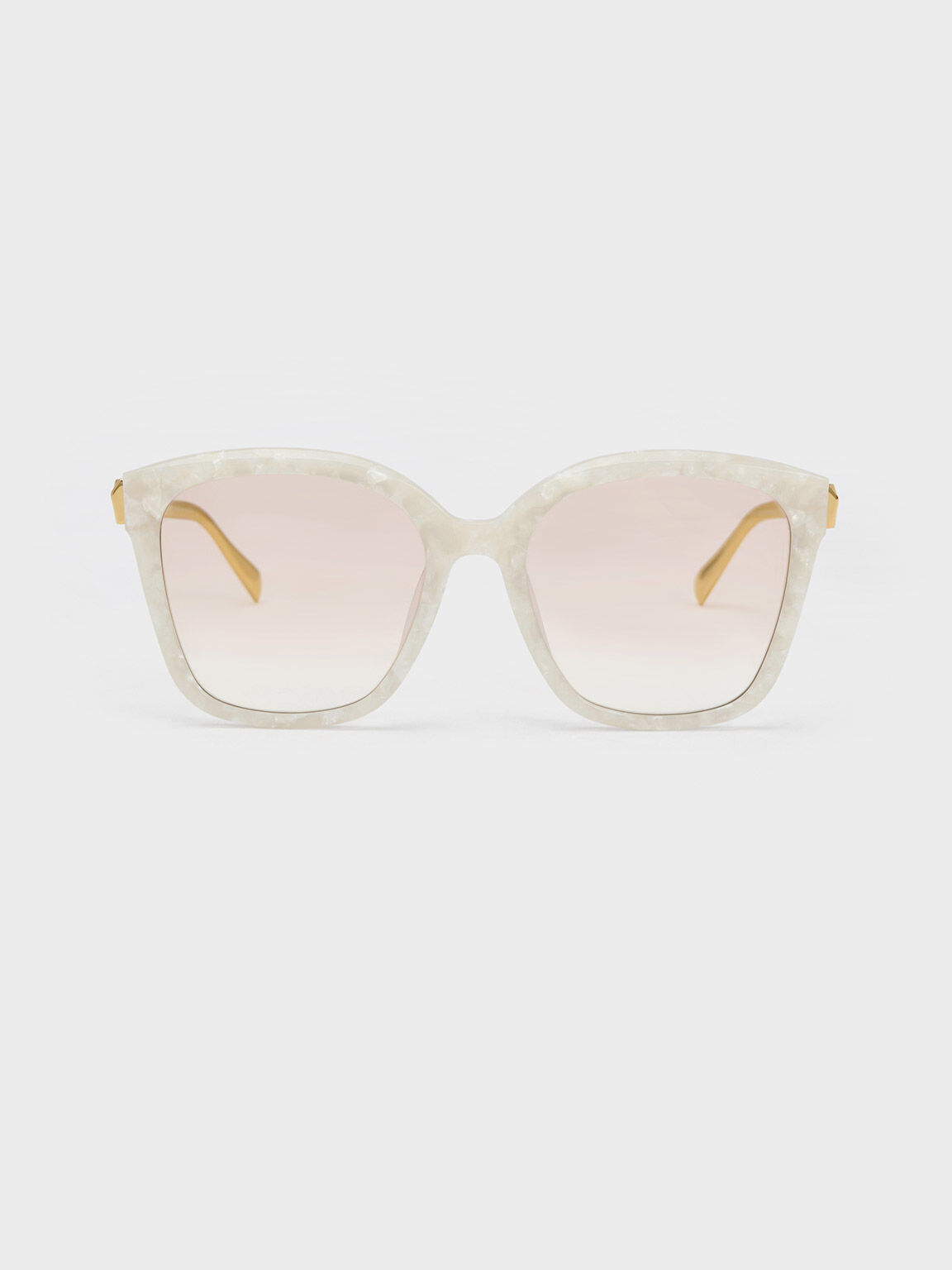 Oversized Square Acetate Sunglasses, Cream, hi-res