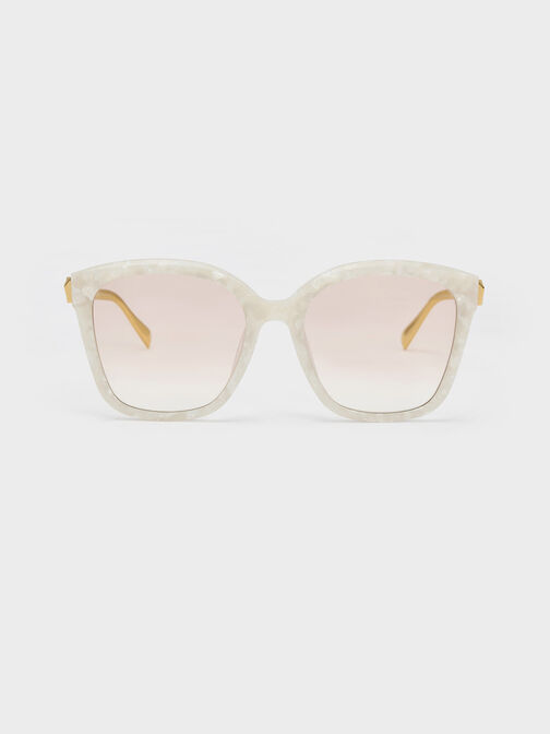 Oversized Square Acetate Sunglasses, Cream, hi-res