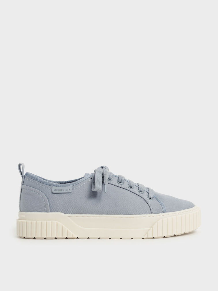 Cotton Low-Top Sneakers, Light Blue, hi-res