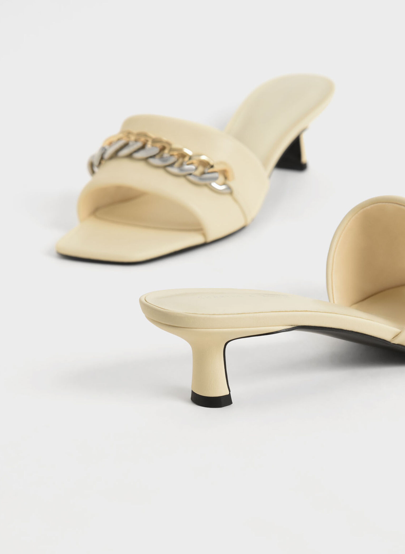Chain-Embellished Blade Heel Mules, Chalk, hi-res