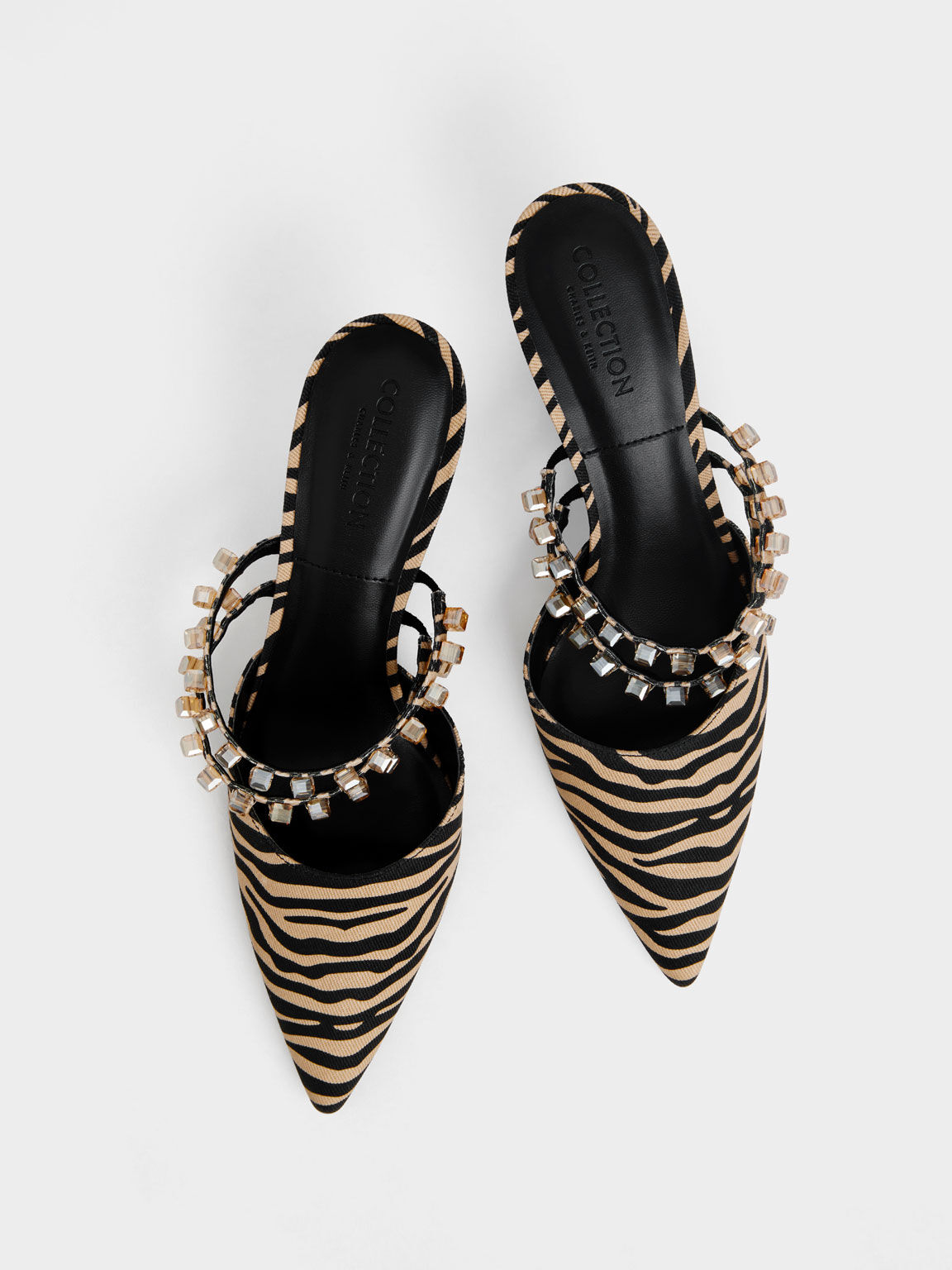 Gem-Embellished Printed Mule Pumps, Multi, hi-res