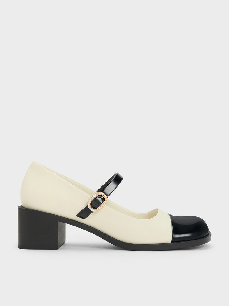 Charles & Keith Women's Patent Block Heel Mary Janes