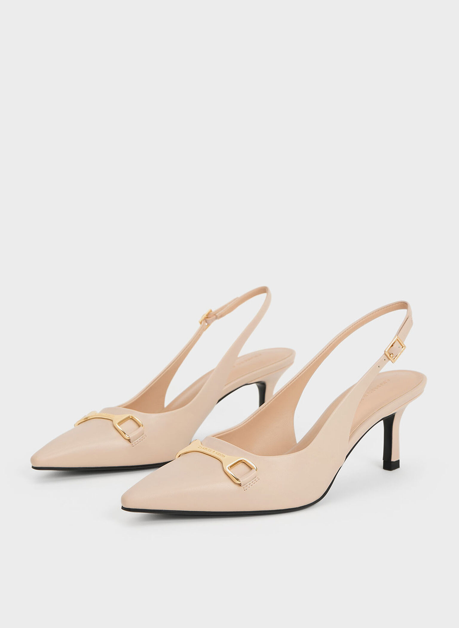 Leslie Metallic-Accent Slingback Pumps, Nude, hi-res