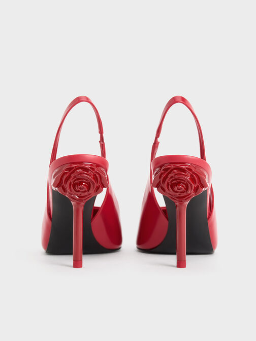 Flor 玫瑰細高跟鞋, 紅色, hi-res
