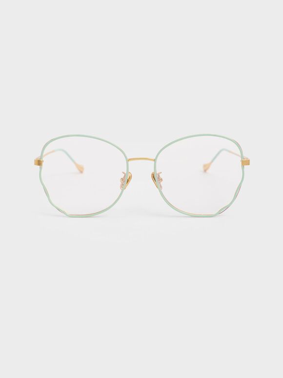 Cut-Out Frame Blue-Light Butterfly Sunglasses, Green, hi-res