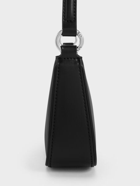 Elspeth Curved Shoulder Bag, Noir, hi-res
