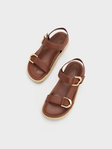 Gabine Leather Espadrille Sandals, Dark Brown, hi-res
