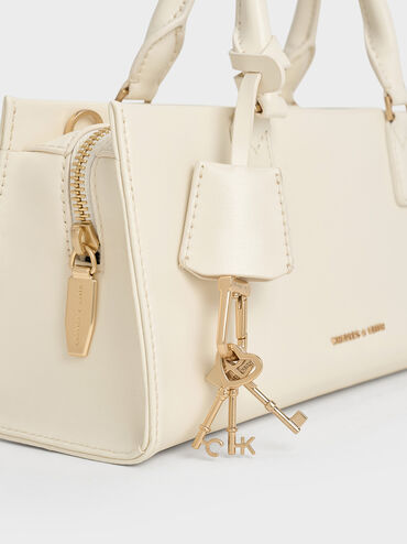 Mini bolso tote Kerry, Crema, hi-res