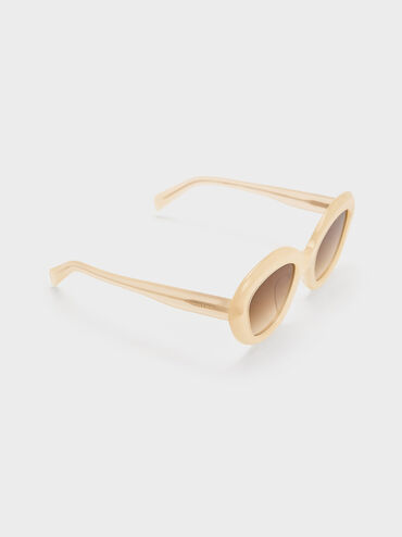 Recycled Acetate Cateye Sunglasses, Butter, hi-res