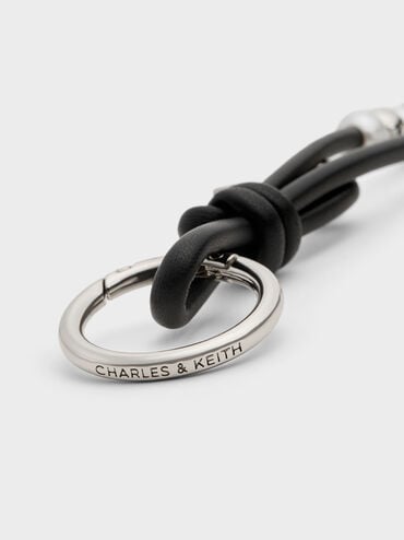 Beaded Cord Knot Charm, Noir, hi-res