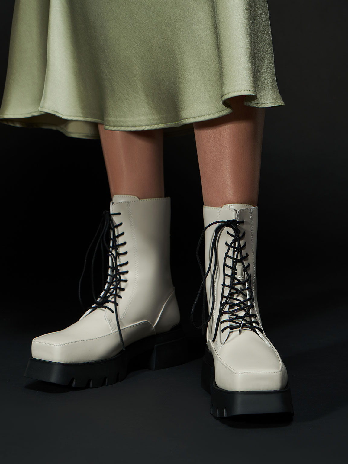 Lace-Up Platform Calf Boots, Chalk, hi-res