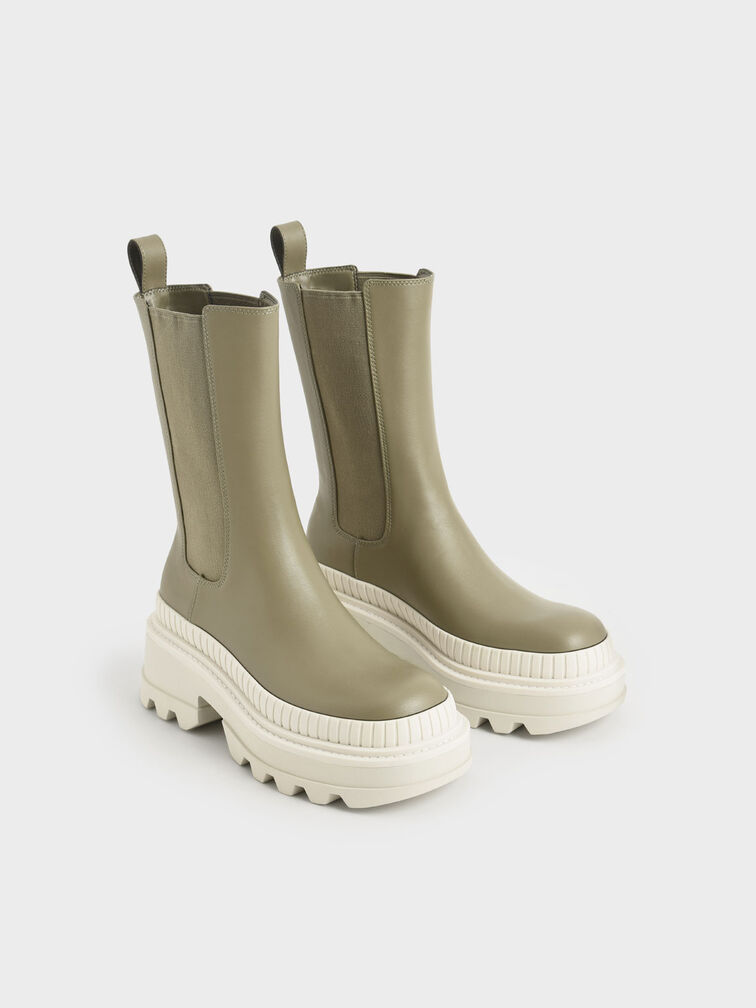 Rhys Chelsea Calf Boots, Olive, hi-res