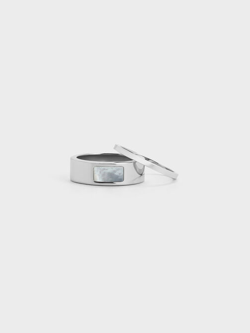Briar Square Two-Ring Set, Pearl, hi-res