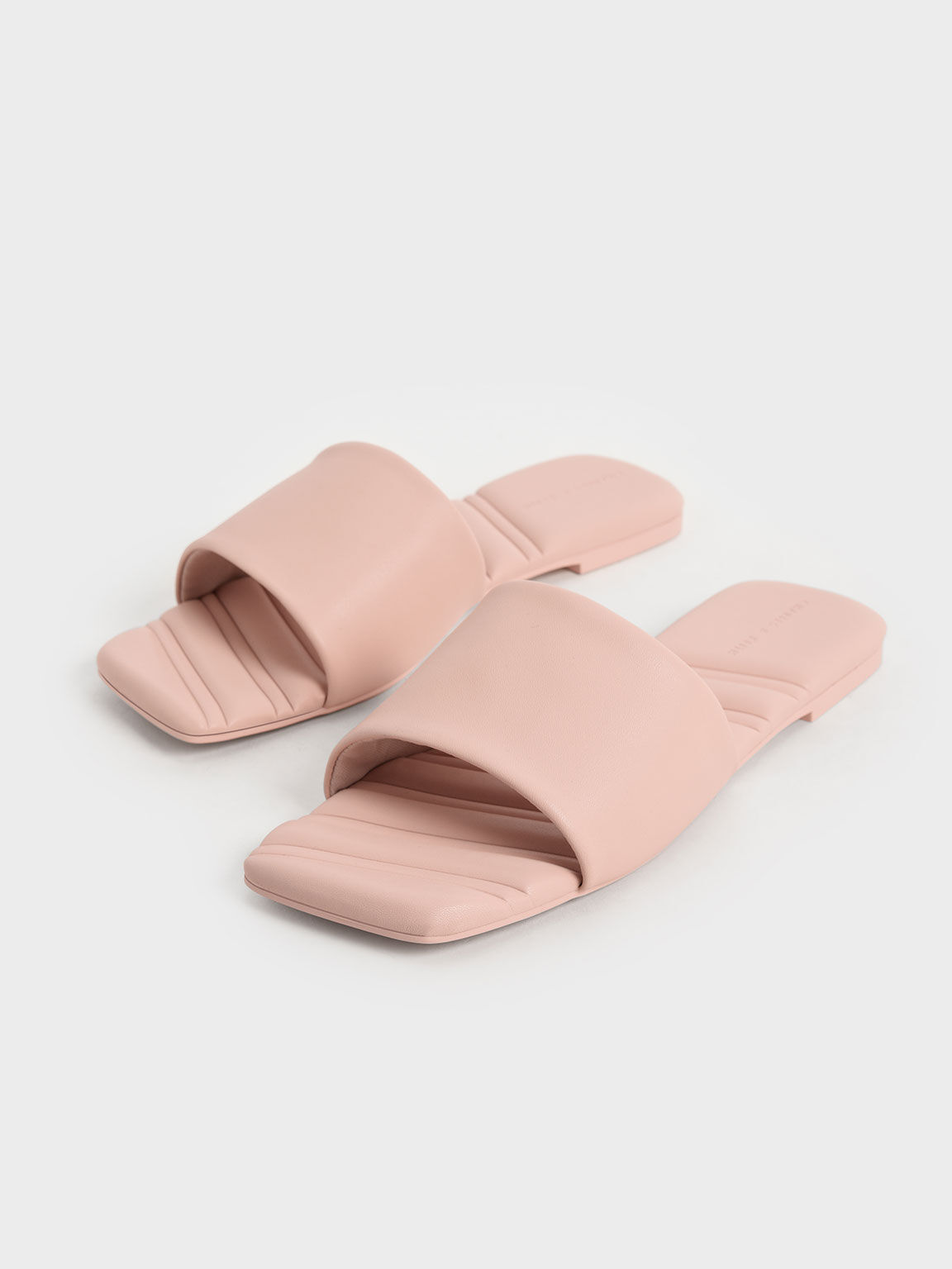 Square Toe Padded Slide Sandals, Light Pink, hi-res