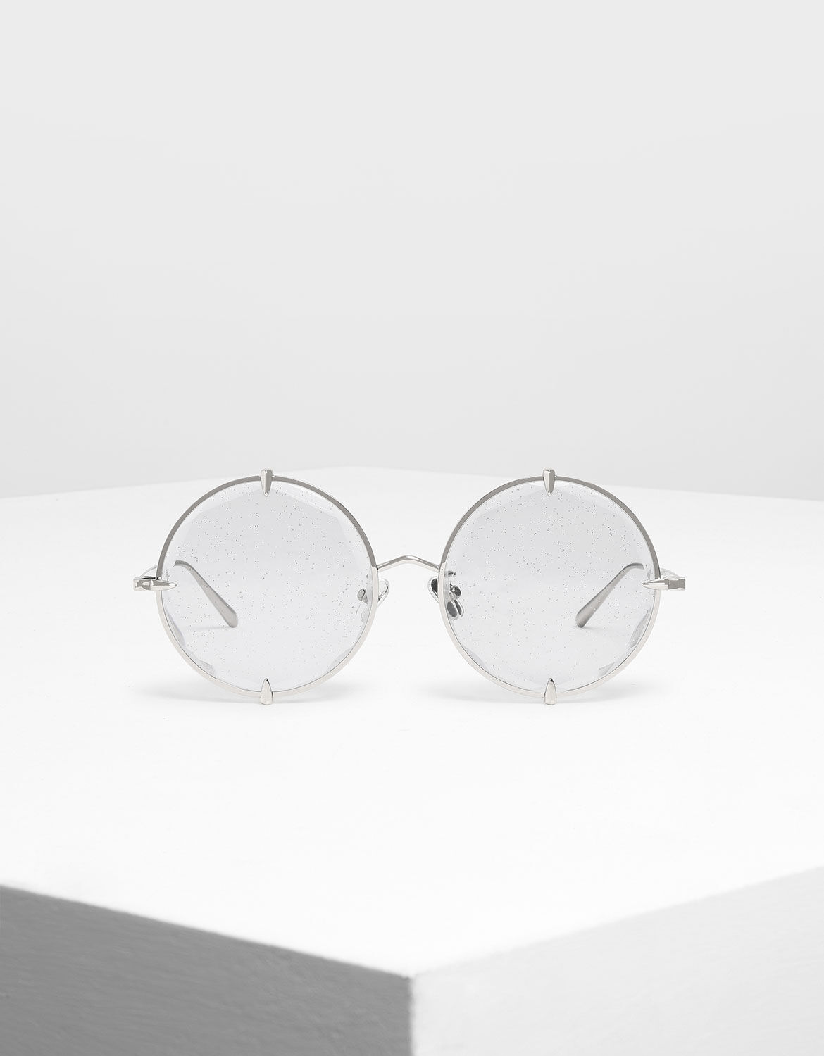 Grey Round Wire Frame Skinny Sunglasses 