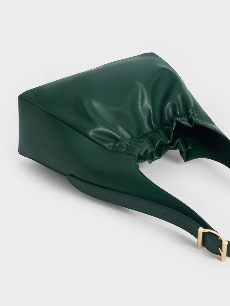 Bolsa de ombro franzida Brigette, Dark Green, hi-res