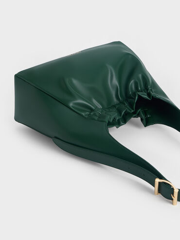 Brigette Ruched Shoulder Bag, Dark Green, hi-res