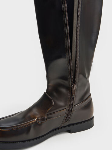 Botas-mocasines Jagger hasta la rodilla, Marrón oscuro, hi-res