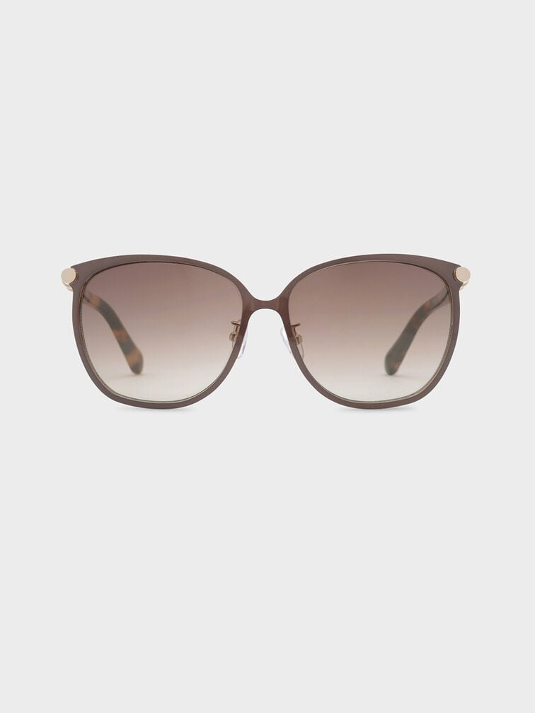Oversized Square Sunglasses, Brown, hi-res