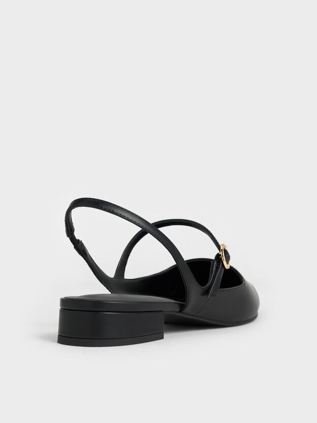 Zapatos planos Mary Jane con tira trasera, Negro, hi-res