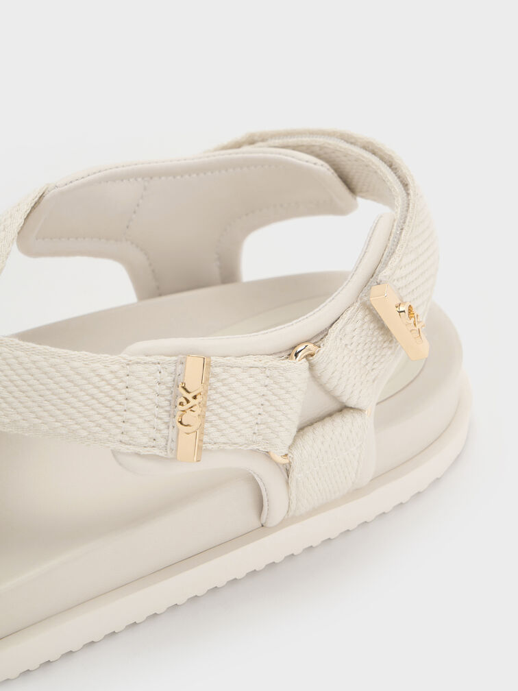 Granta Leather & Fabric Crossover Sports Sandals, White, hi-res