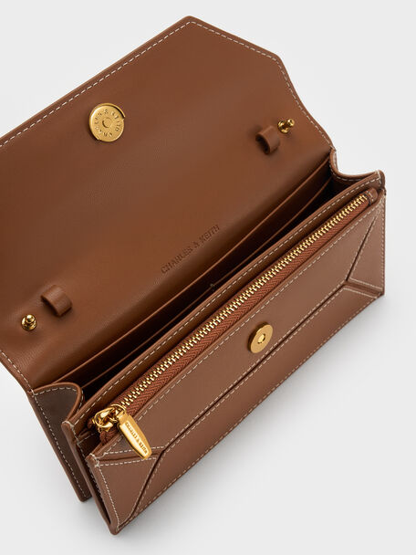 Nasrin Geometric Long Wallet, Chocolate, hi-res