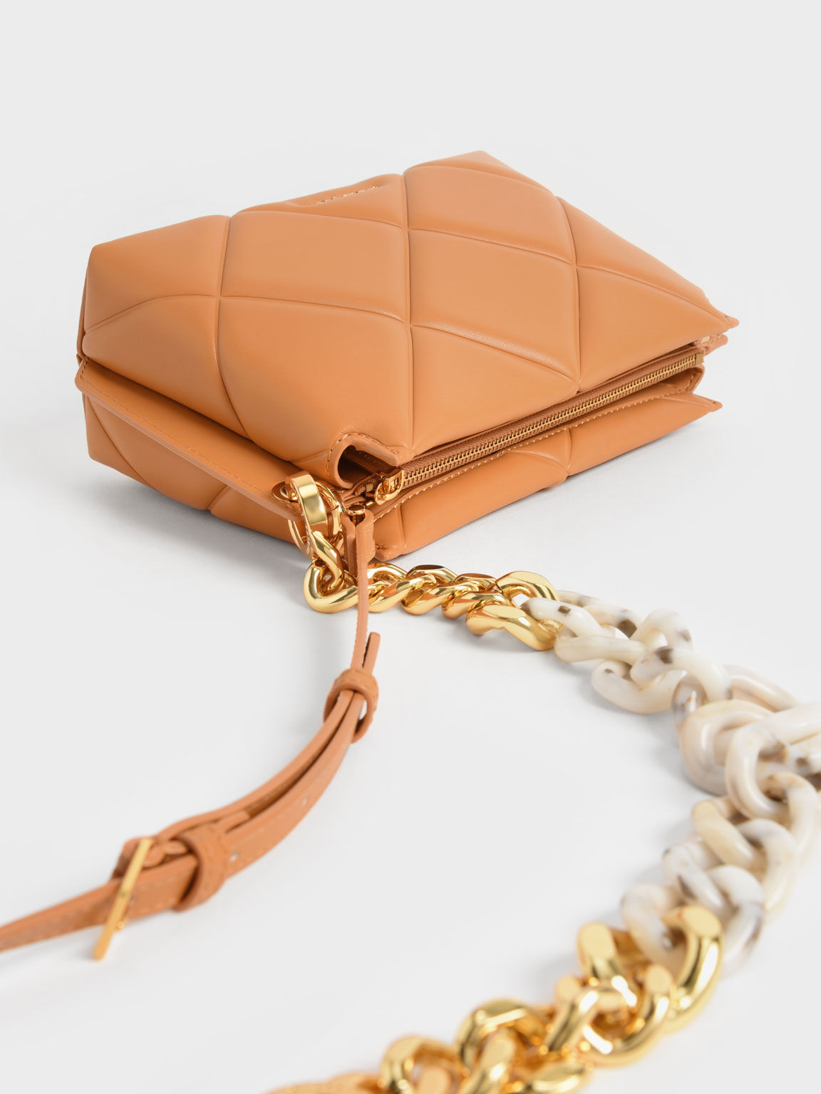 Pumpkin Danika Chunky Chain Padded Bag - CHARLES & KEITH