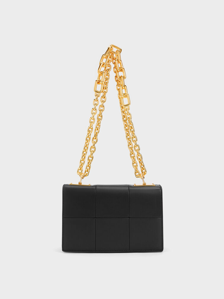 Black Lock & Key Chain Handle Bag | CHARLES & KEITH